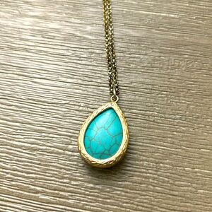 Teal Cracked Necklace Long